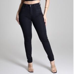 High Waist Butt-Lifting Black Twill Pants-Comfortable and Stylish